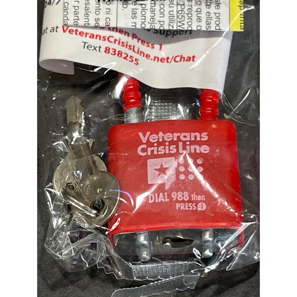 Veterans Crisis Line Red Gun Cable Lock with Keys New Sealed 988 Suicide Support - Picture 2 of 3